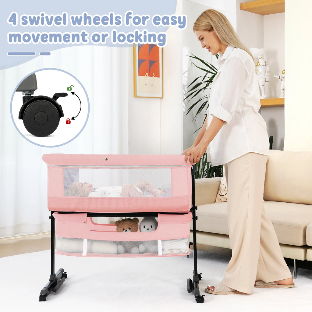 Kmaier Foldable Portable Baby Bassinet Bedside Crib
