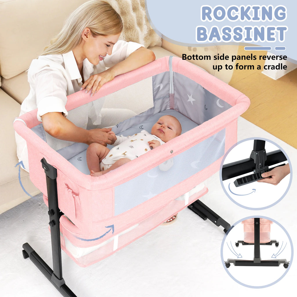 Kmaier Foldable Portable Baby Bassinet Bedside Crib