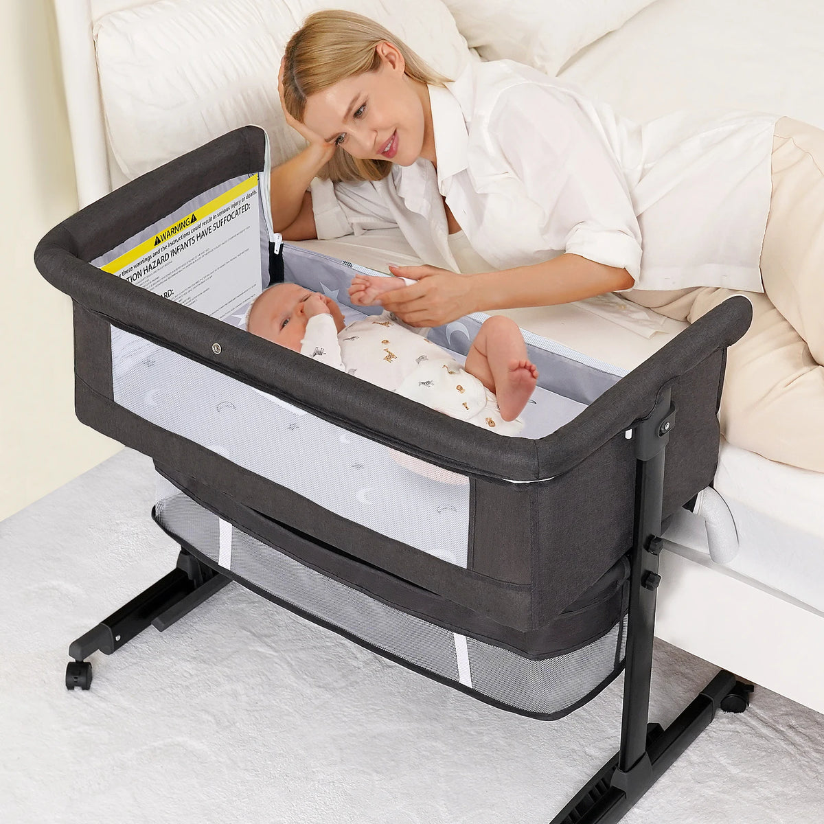 Kmaier Foldable Portable Baby Bassinet Bedside Crib
