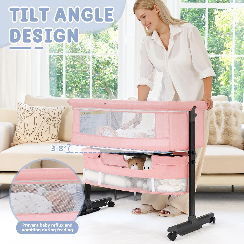 Kmaier Foldable Portable Baby Bassinet Bedside Crib