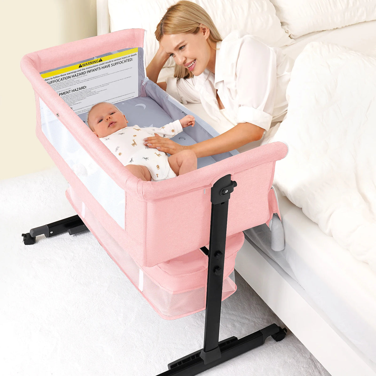 Kmaier Foldable Portable Baby Bassinet Bedside Crib