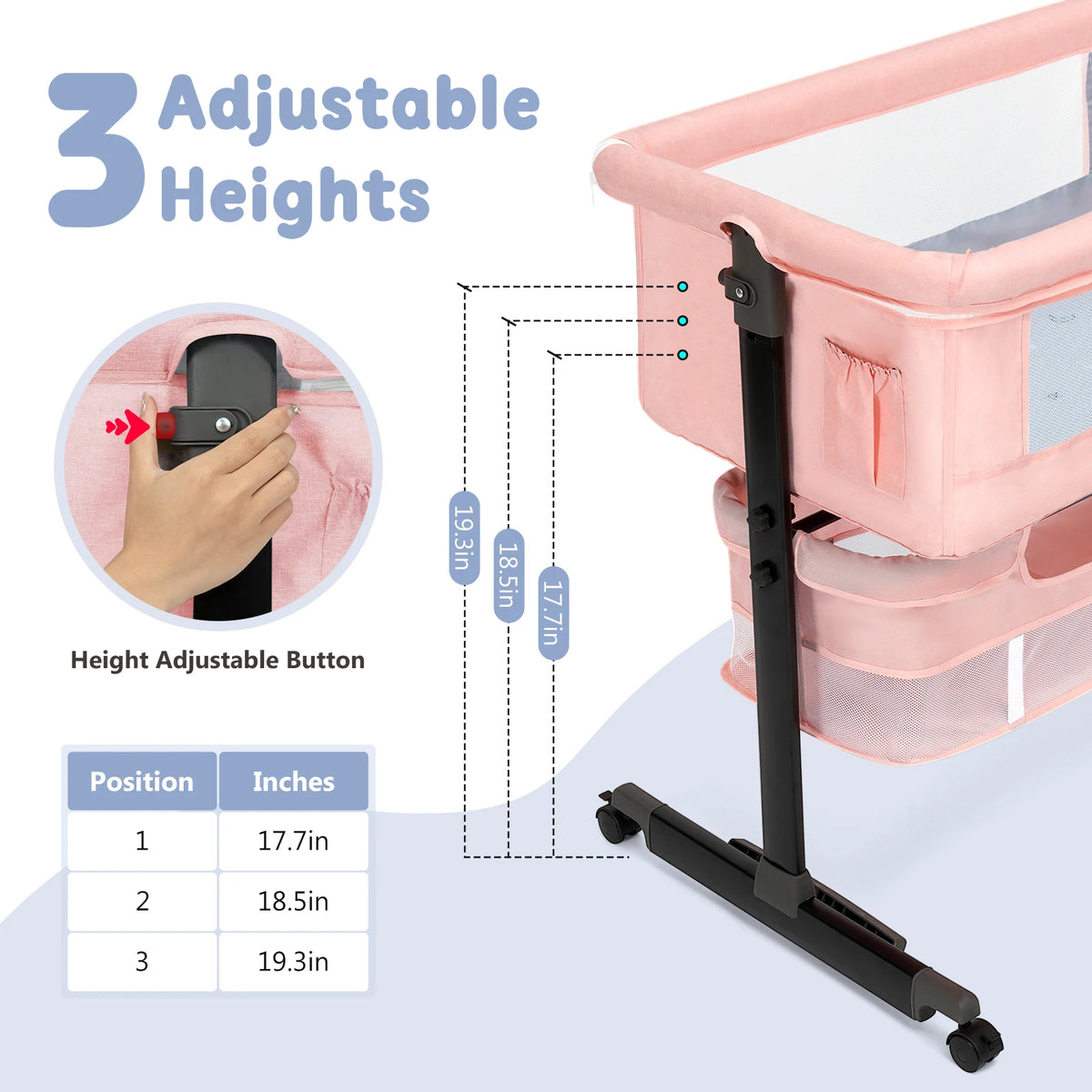 Kmaier Foldable Portable Baby Bassinet Bedside Crib