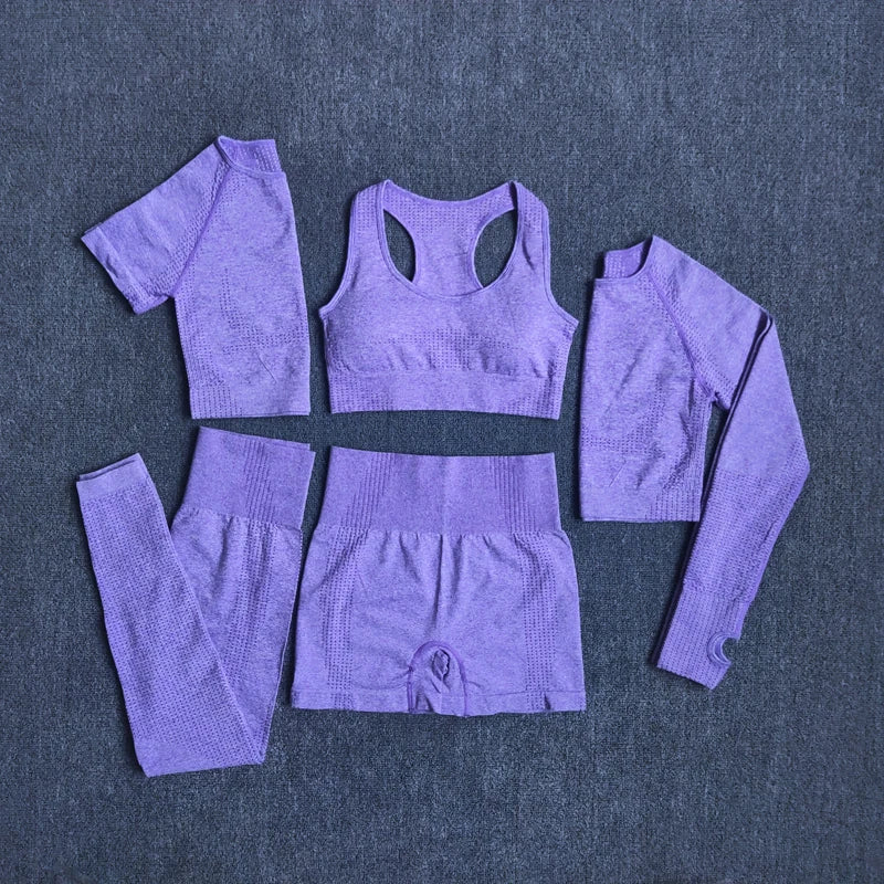 2/3/5PCS Seamless Women Yoga Set Workout Sportswear
