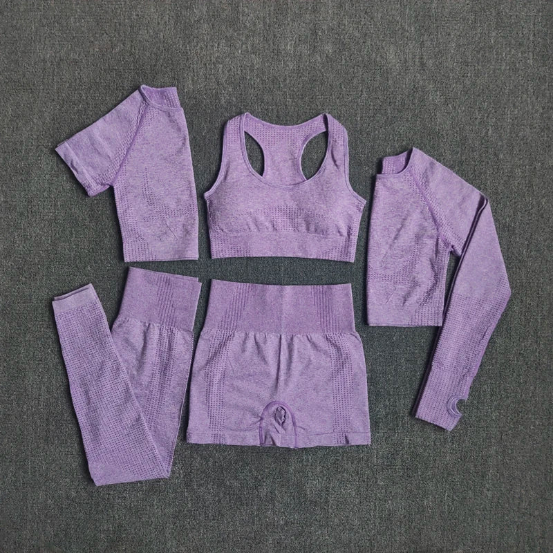2/3/5PCS Seamless Women Yoga Set Workout Sportswear