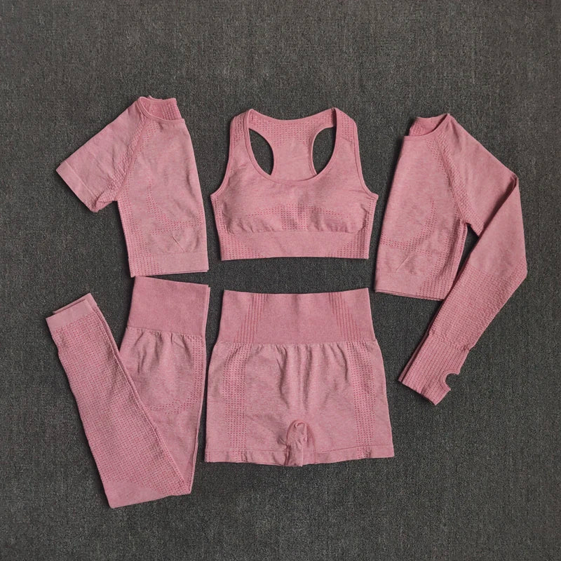 2/3/5PCS Seamless Women Yoga Set Workout Sportswear
