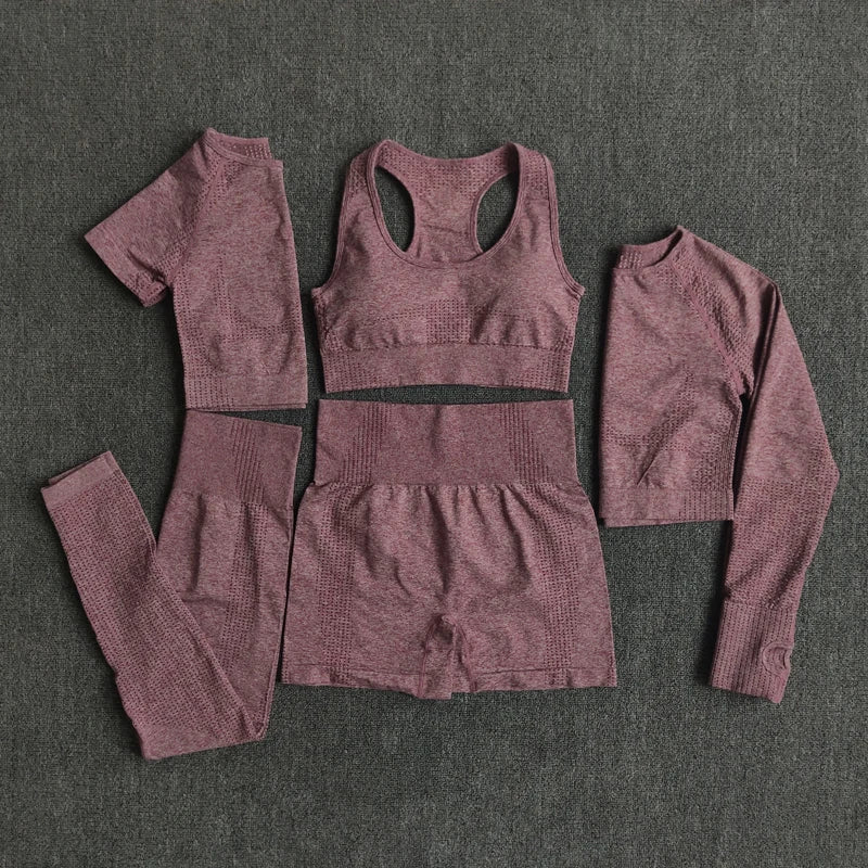 2/3/5PCS Seamless Women Yoga Set Workout Sportswear