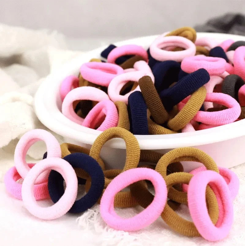 100/200PCS Women Girls Colorful Nylon Elastic Hair Bands Ponytail Hold Small Hair Tie