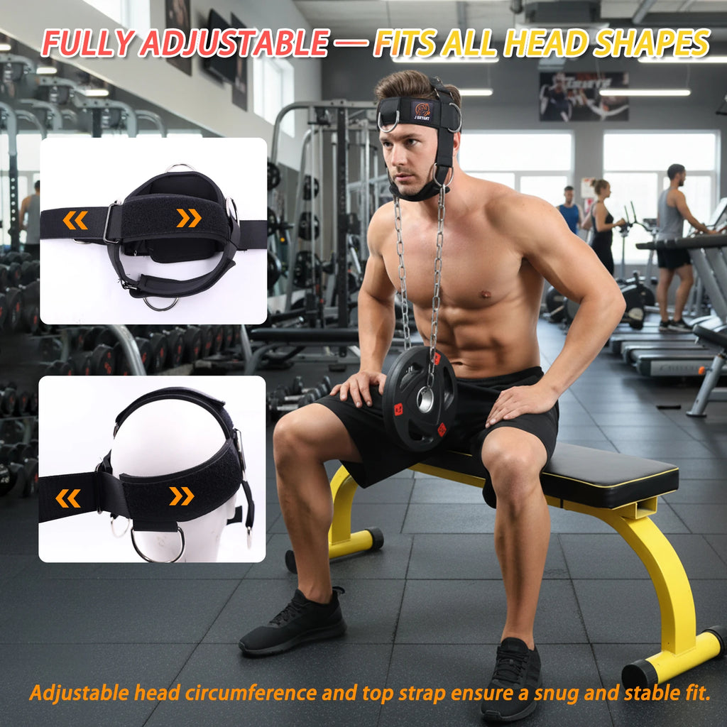 Adjustable Neck Harness for Resistance Bands & Weightlifting Multi-Directional Neck Training
