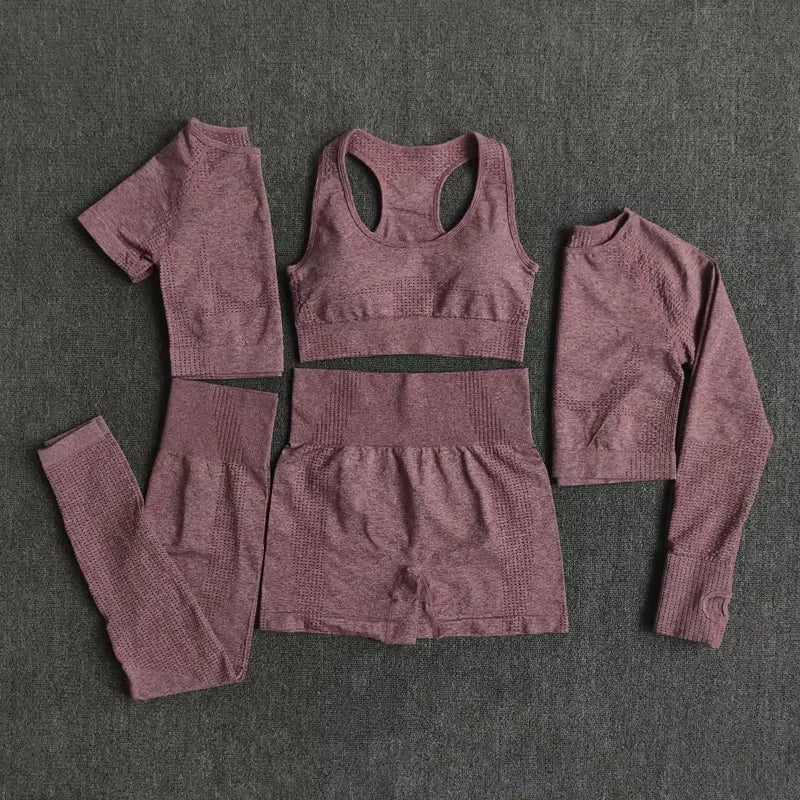 2/3/5PCS Seamless Women Yoga Set Workout Sportswear