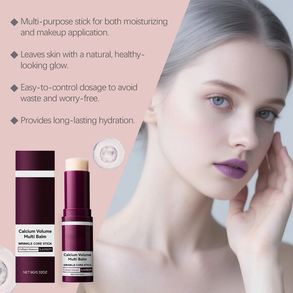 Moisturizing Skincare Stick Makeup Balm Calcium Volume Oil Control Shrink Pores Firming Lifting Smooth Texture Brightening 9g