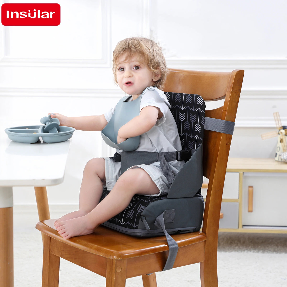 INSULAR Portable Foldable Anti slip Children's Seat High Cushion Baby Dining Chair