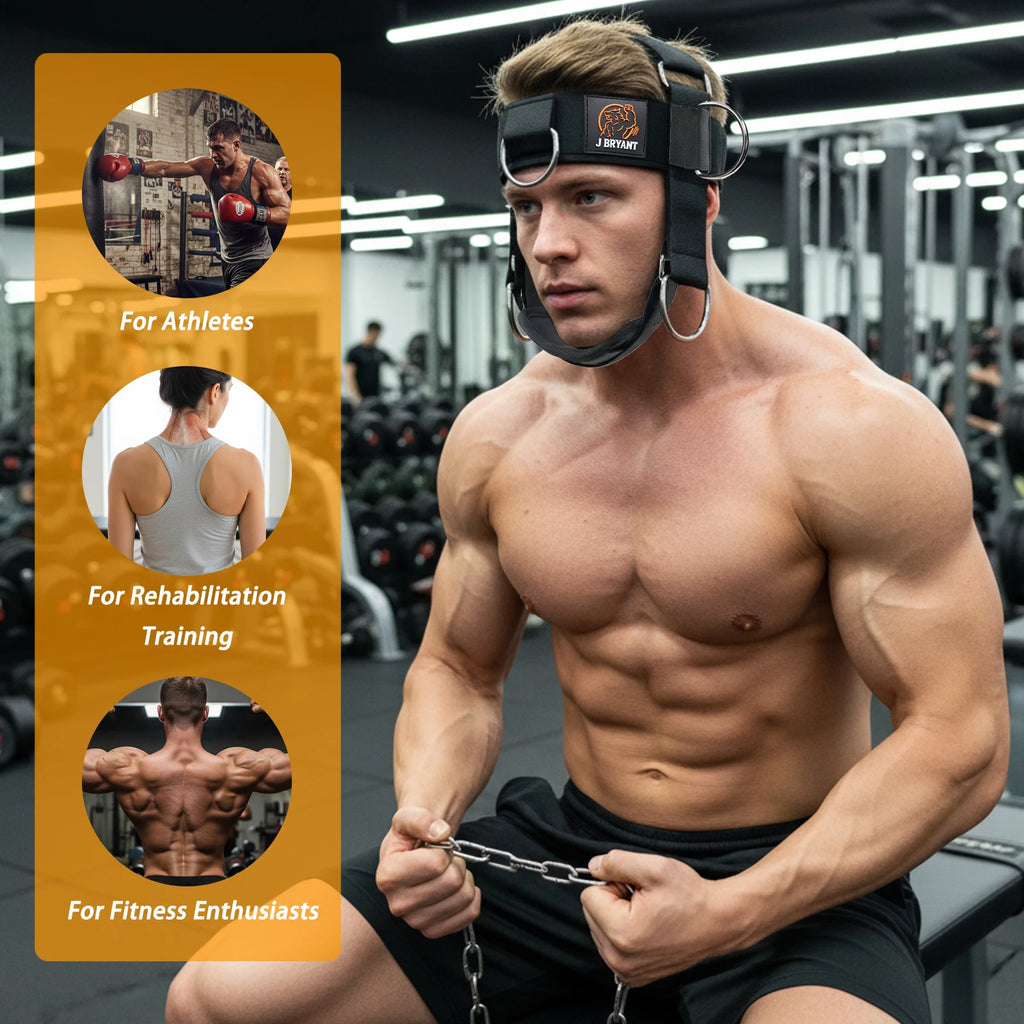 Adjustable Neck Harness for Resistance Bands & Weightlifting Multi-Directional Neck Training