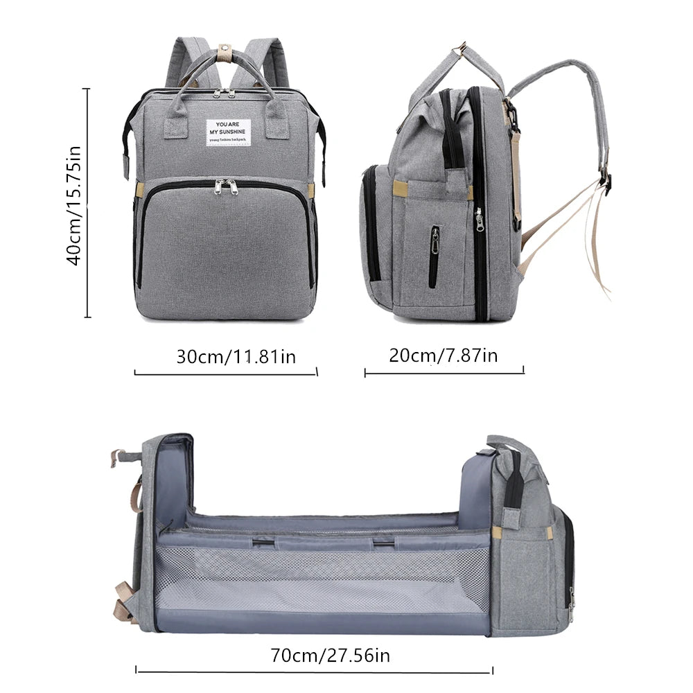 Foldable Bed Diaper Bag with Double Shoulder