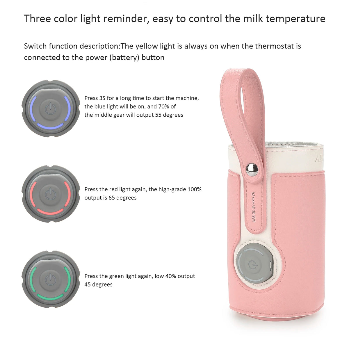 3 Temperature Adjustable Portable Baby Bottle Warmer
