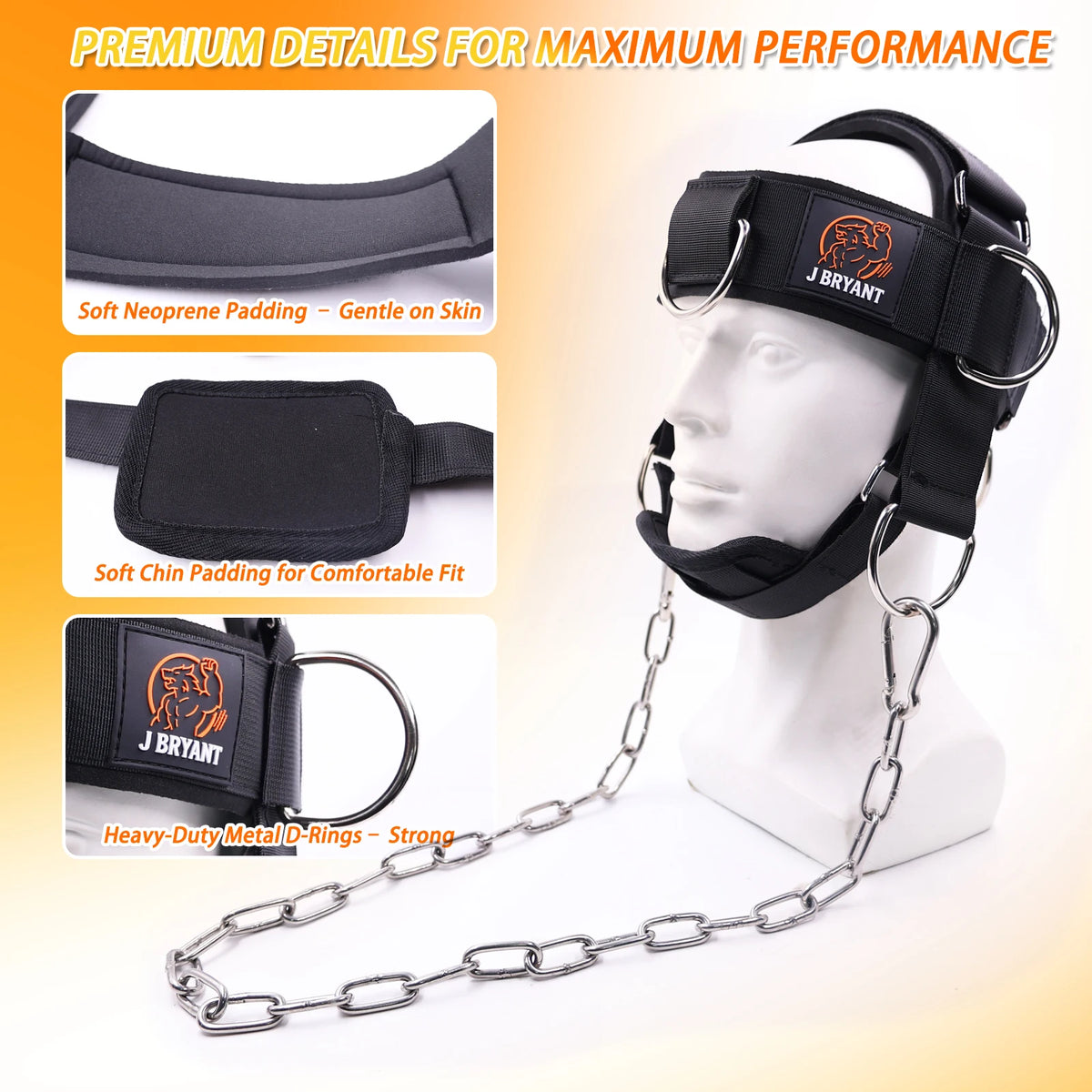 Adjustable Neck Harness for Resistance Bands & Weightlifting Multi-Directional Neck Training