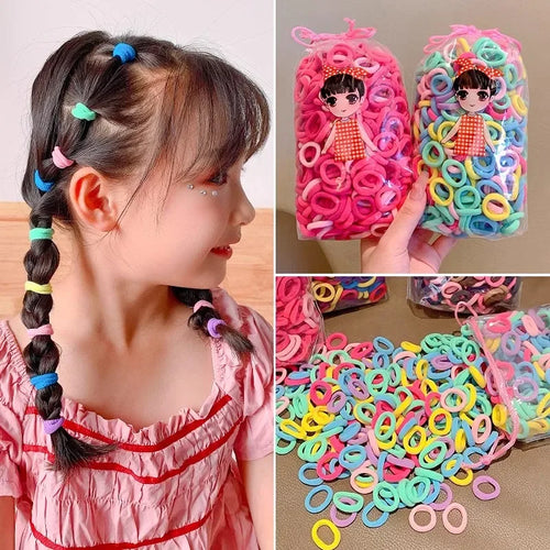 100/200PCS Women Girls Colorful Nylon Elastic Hair Bands Ponytail Hold Small Hair Tie
