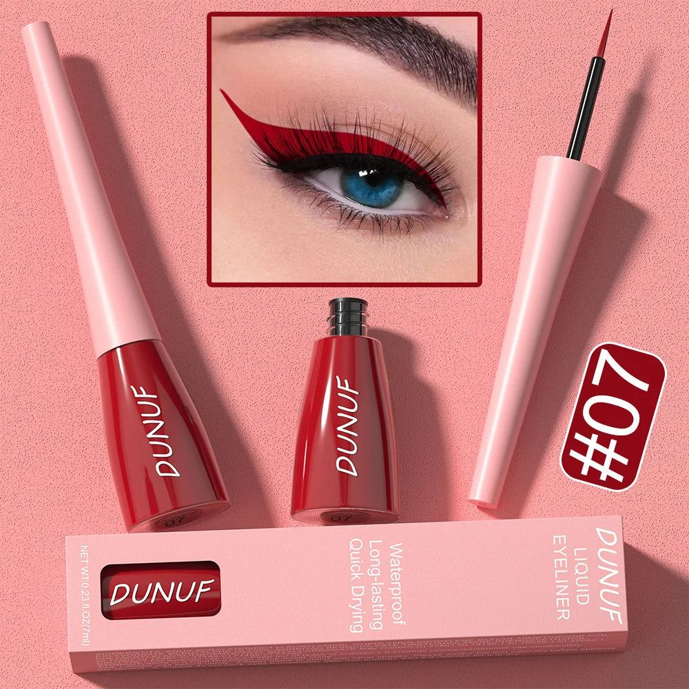 7ML Colourful Liquid Eyeliner Waterproof Lasting Matte Eyeliner Quick Drying Eyes Makeup Tools Black Pink Eyeliner beauty Cosmet