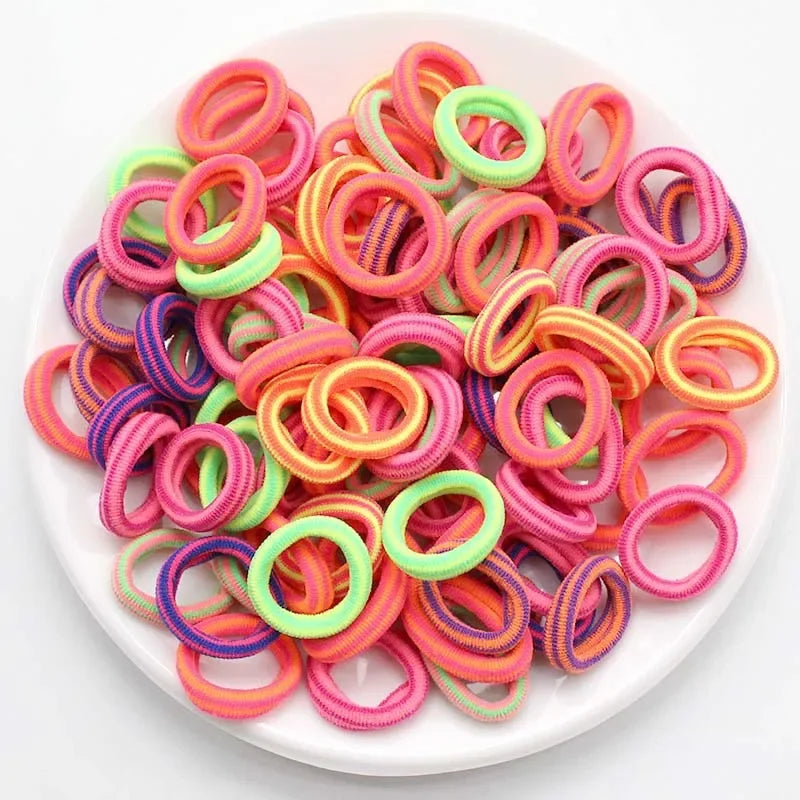 100/200PCS Women Girls Colorful Nylon Elastic Hair Bands Ponytail Hold Small Hair Tie