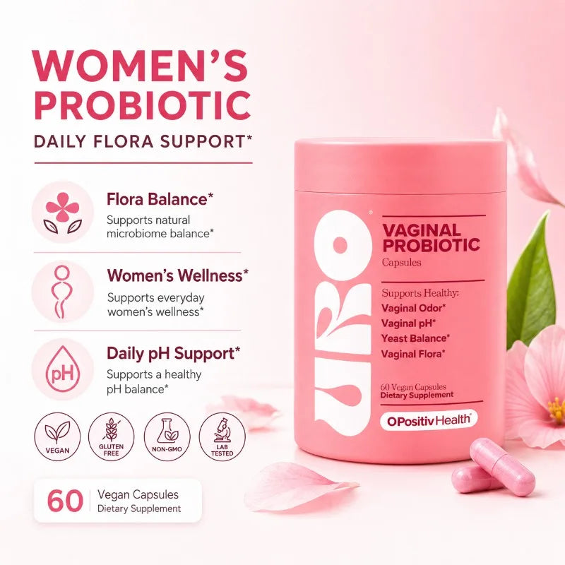 Probiotic Capsules for Women with 4 Lactobacillus Strains & Prebiotics, Vegan 60 Count Daily Digestive and Flora Support