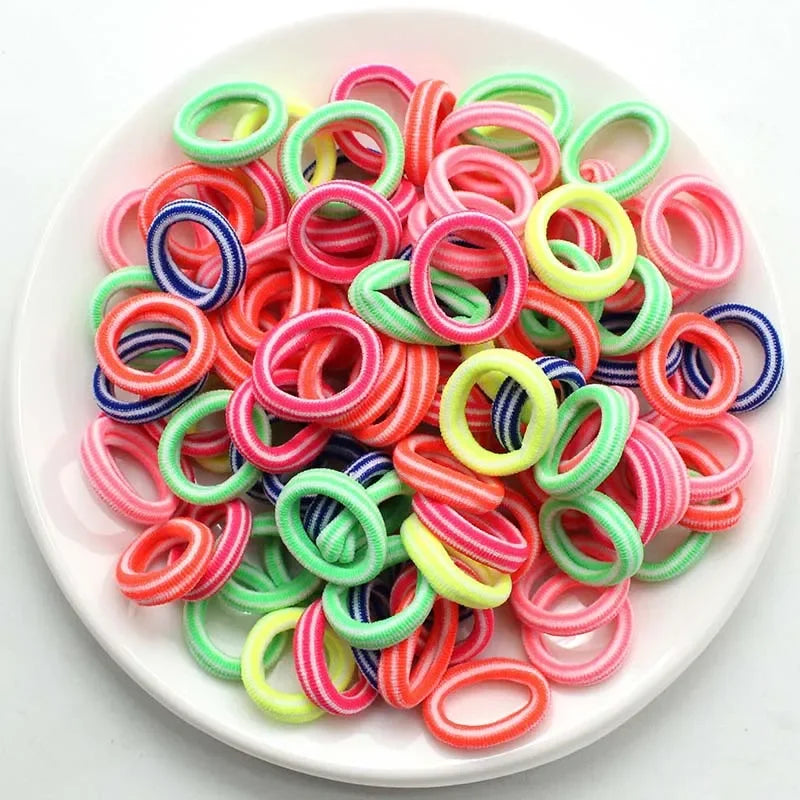 100/200PCS Women Girls Colorful Nylon Elastic Hair Bands Ponytail Hold Small Hair Tie