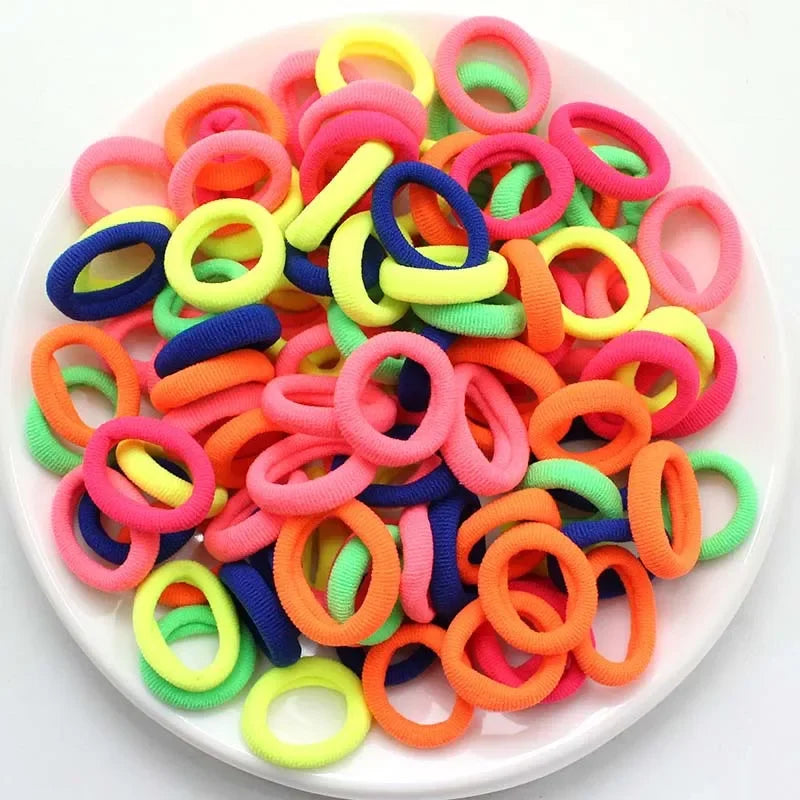 100/200PCS Women Girls Colorful Nylon Elastic Hair Bands Ponytail Hold Small Hair Tie