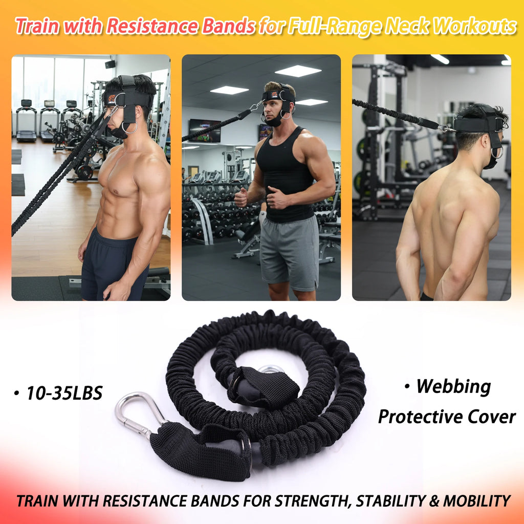 Adjustable Neck Harness for Resistance Bands & Weightlifting Multi-Directional Neck Training