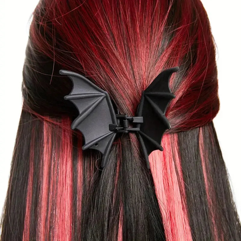 Gothic Bat Hair Clip Halloween Matte Black Gothic Punk-Style Animal Print Hairpin