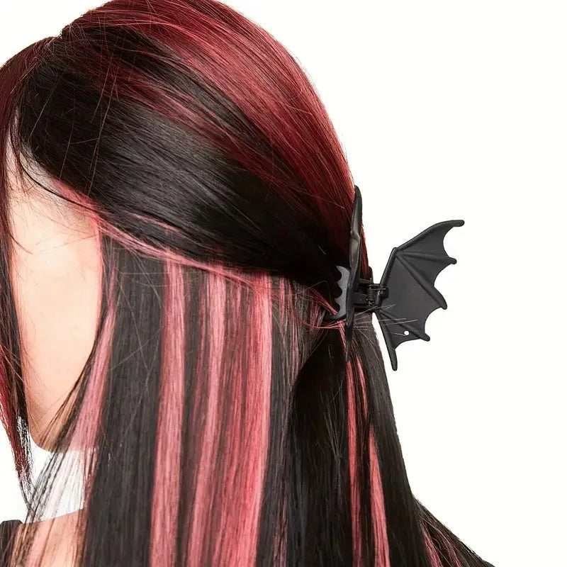 Gothic Bat Hair Clip Halloween Matte Black Gothic Punk-Style Animal Print Hairpin