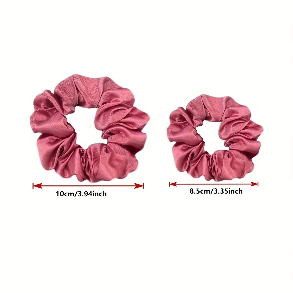 16-piece set of soft satin hair ties in pink and brown colors