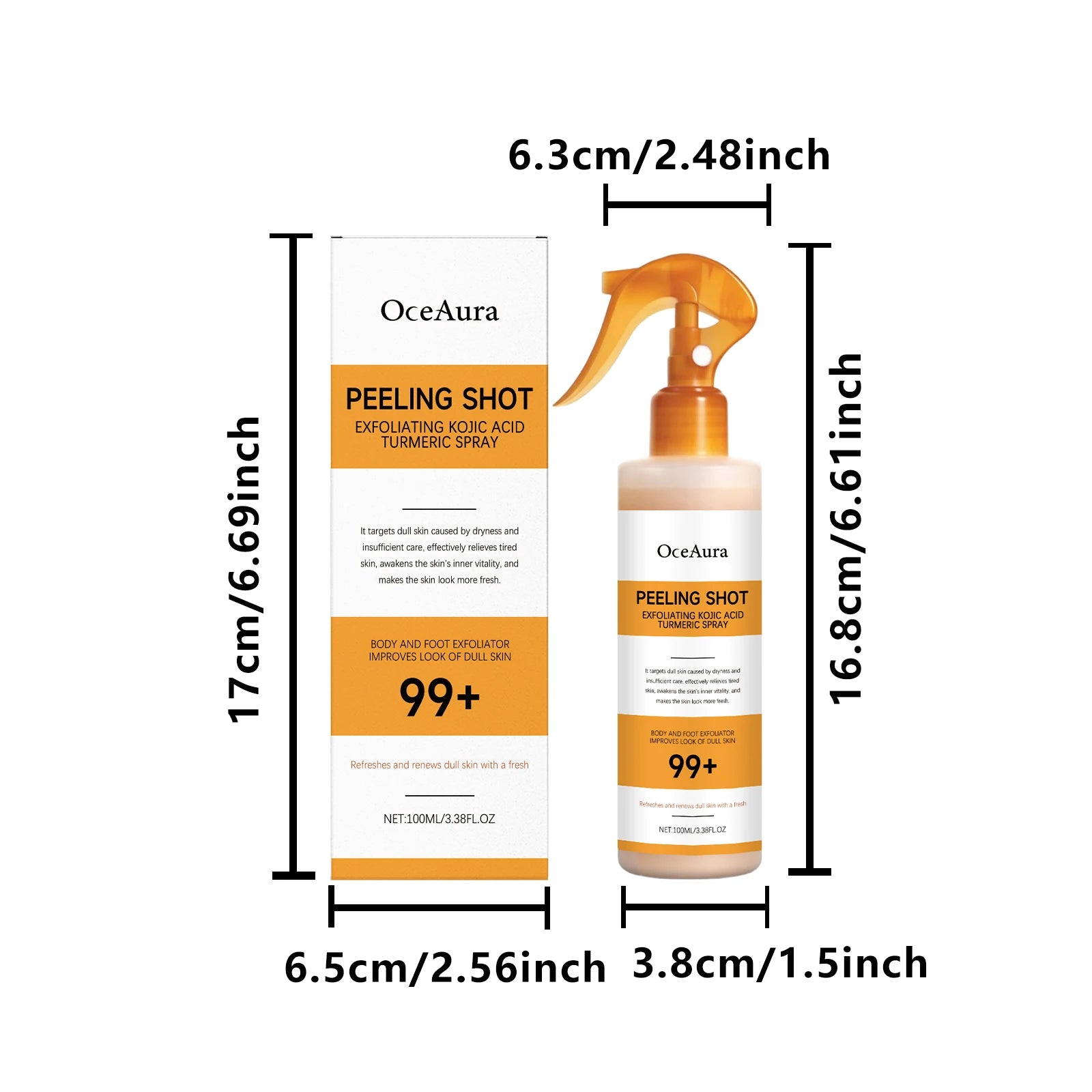 Body Keratin Care Kojic Acid Turmeric Spray Gently Exfoliating Peeling