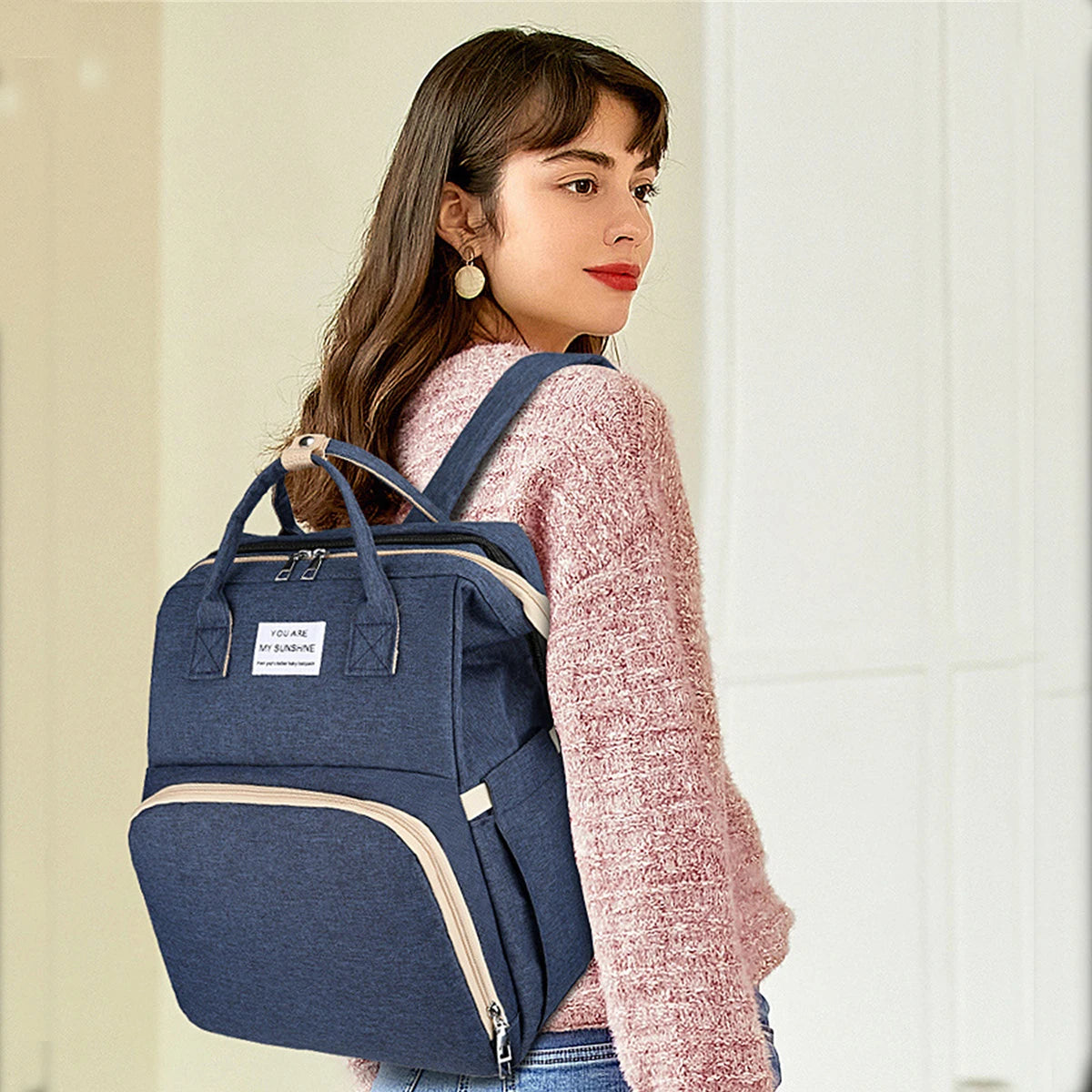Foldable Bed Diaper Bag with Double Shoulder