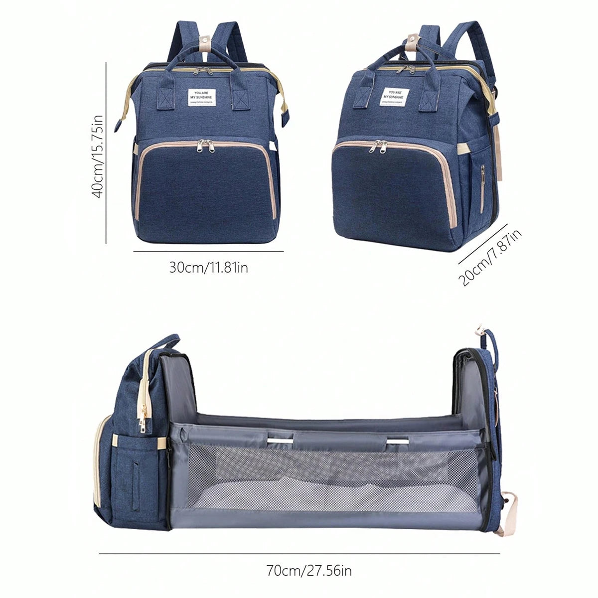 Foldable Bed Diaper Bag with Double Shoulder