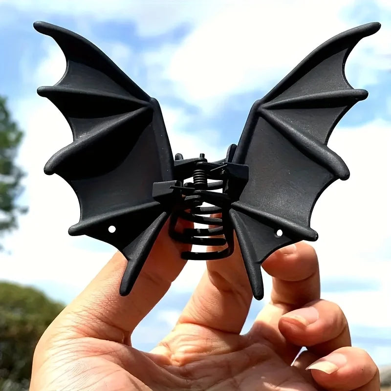 Gothic Bat Hair Clip Halloween Matte Black Gothic Punk-Style Animal Print Hairpin