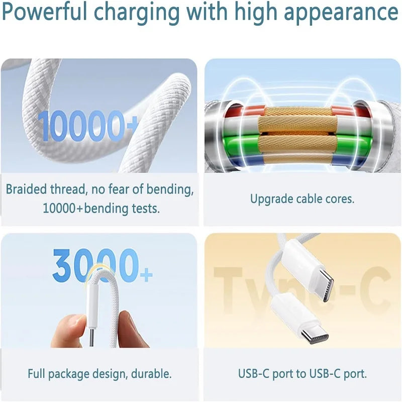 1pcs-5pcs 60W PD USB-C to USB C Fast Charger Cable For Apple