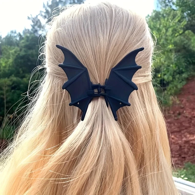 Gothic Bat Hair Clip Halloween Matte Black Gothic Punk-Style Animal Print Hairpin
