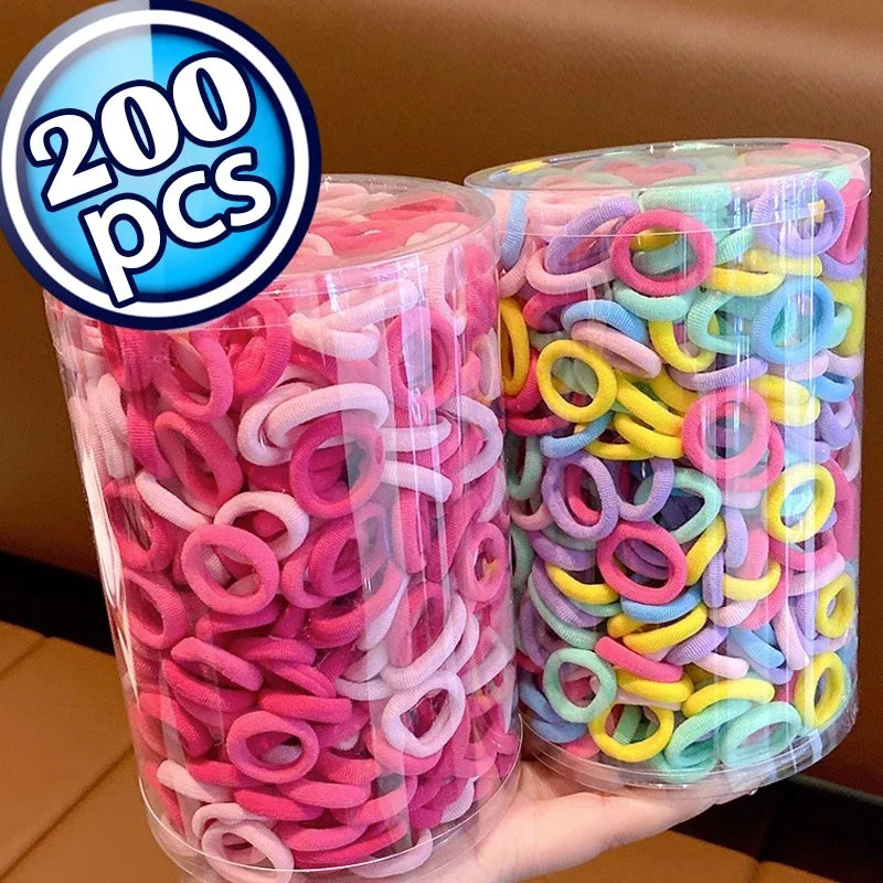 100/200PCS Women Girls Colorful Nylon Elastic Hair Bands Ponytail Hold Small Hair Tie