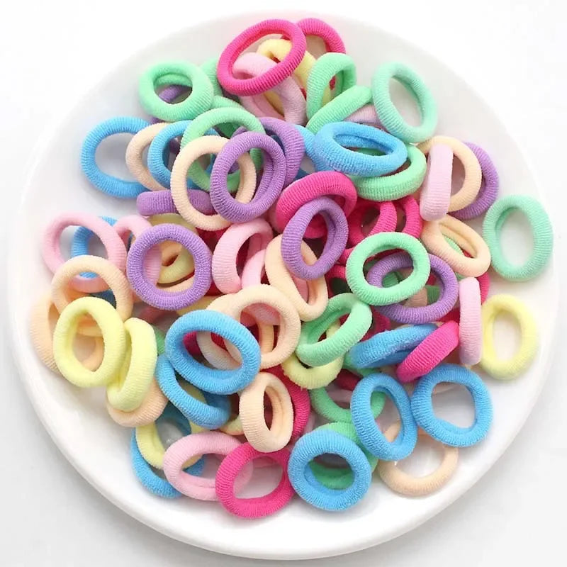 100/200PCS Women Girls Colorful Nylon Elastic Hair Bands Ponytail Hold Small Hair Tie