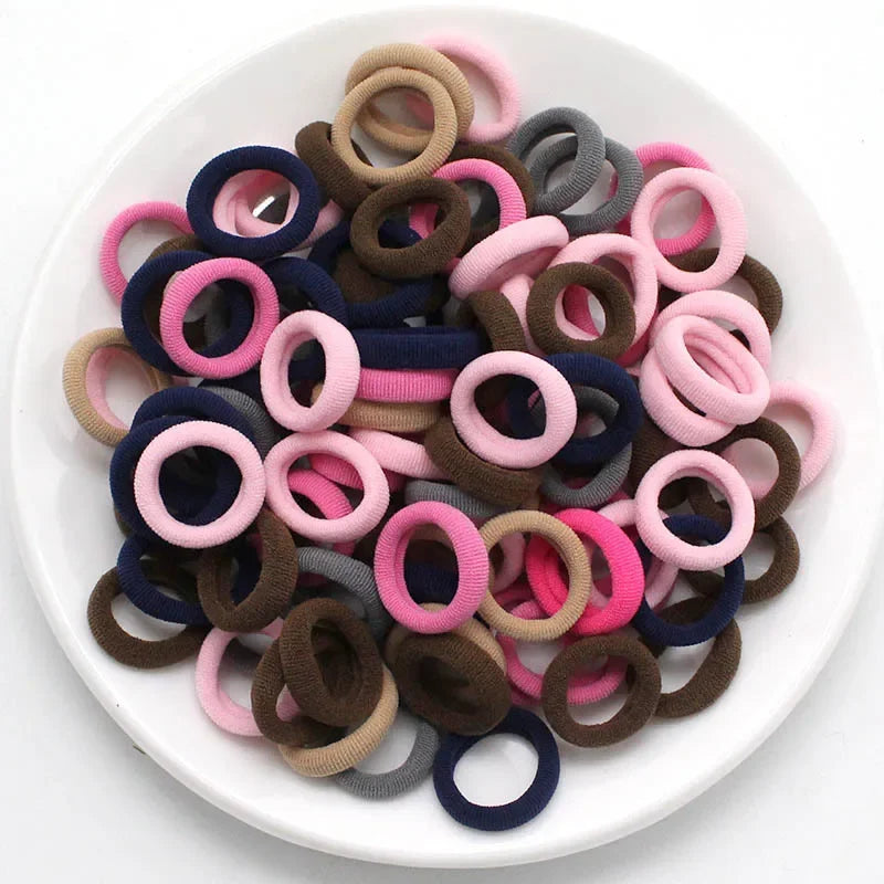 100/200PCS Women Girls Colorful Nylon Elastic Hair Bands Ponytail Hold Small Hair Tie