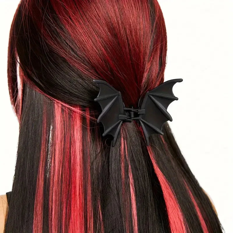 Gothic Bat Hair Clip Halloween Matte Black Gothic Punk-Style Animal Print Hairpin