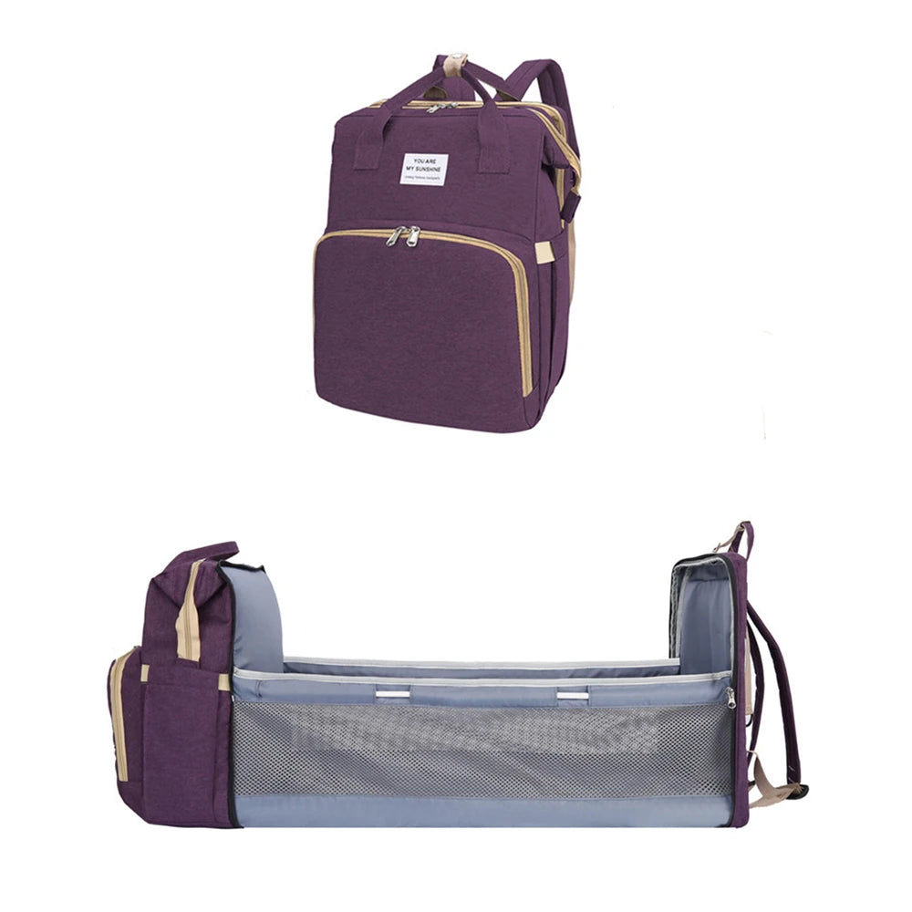 Foldable Bed Diaper Bag with Double Shoulder