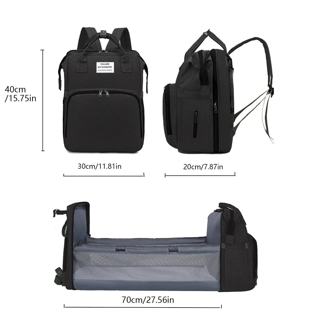 Foldable Bed Diaper Bag with Double Shoulder