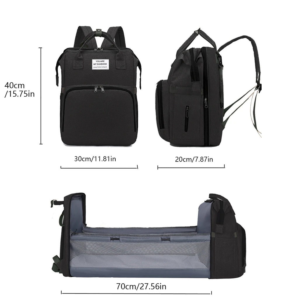 Foldable Bed Diaper Bag with Double Shoulder