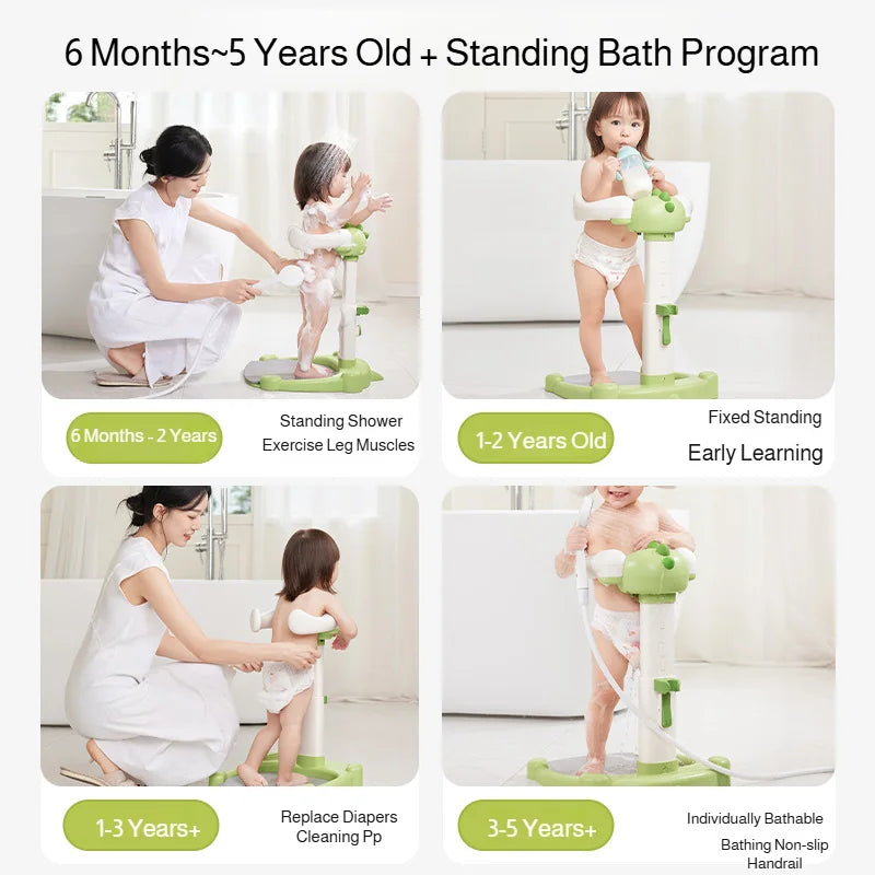 Baby Standing Shower Stand Adjustable Children's Bath Device Household Non-Slip