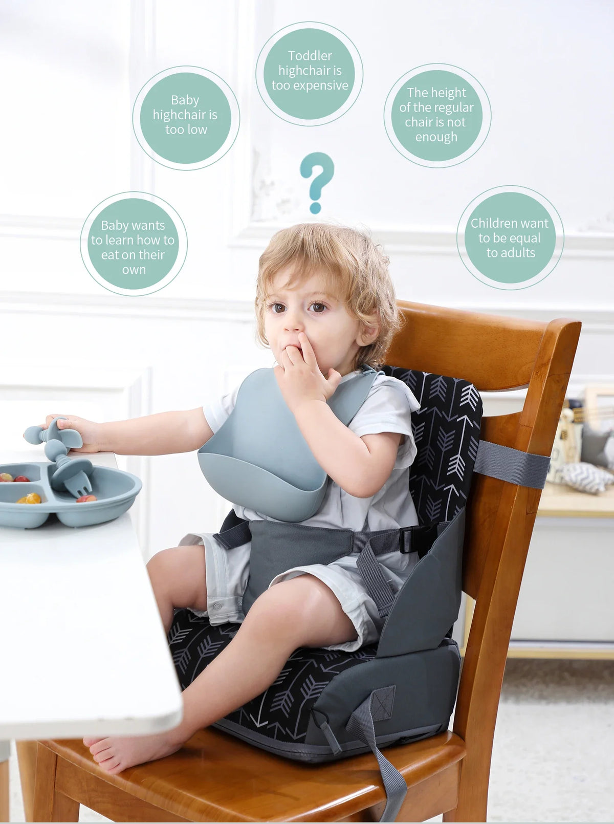 INSULAR Portable Foldable Anti slip Children's Seat High Cushion Baby Dining Chair