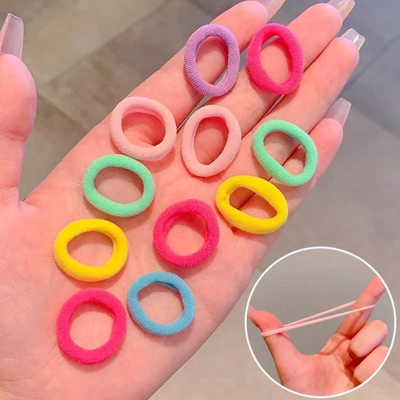 100/200PCS Women Girls Colorful Nylon Elastic Hair Bands Ponytail Hold Small Hair Tie