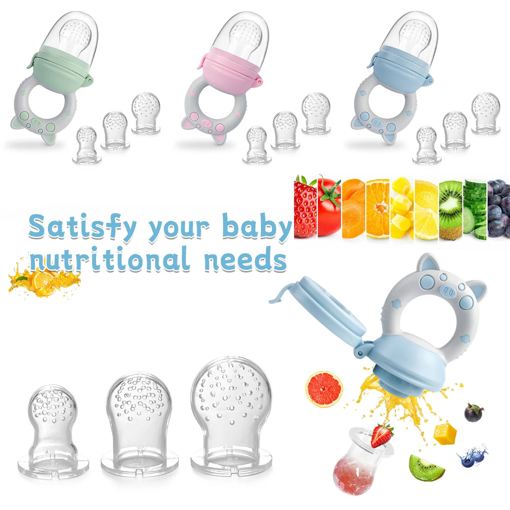 4pcs/set Silicone Fruit & Vegetable Feeder for Infants and Toddlers 6-36 months Food Grade Teething