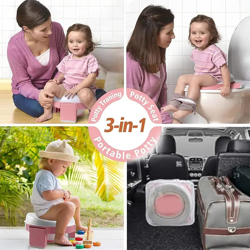 3 in 1 Baby Toilet Seat Children Foldable Travel Potty With Bags
