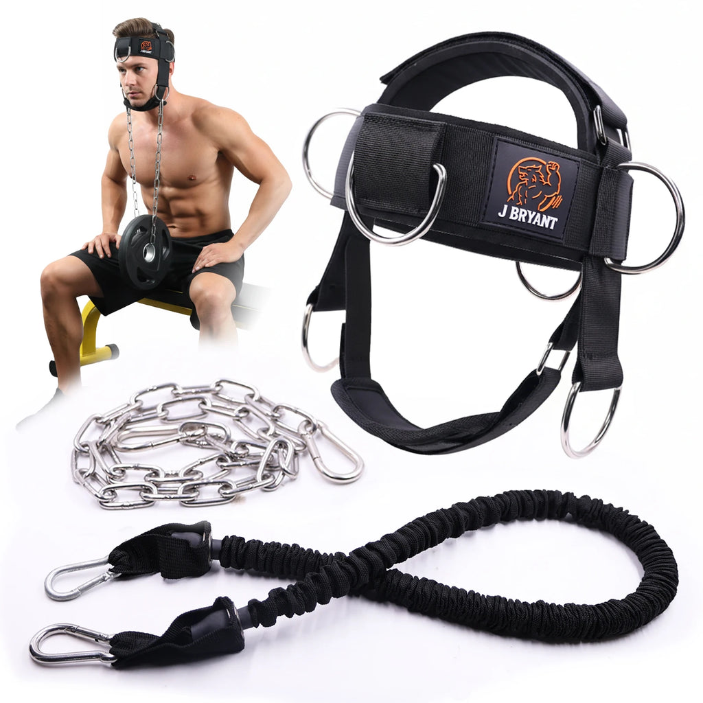 Adjustable Neck Harness for Resistance Bands & Weightlifting Multi-Directional Neck Training